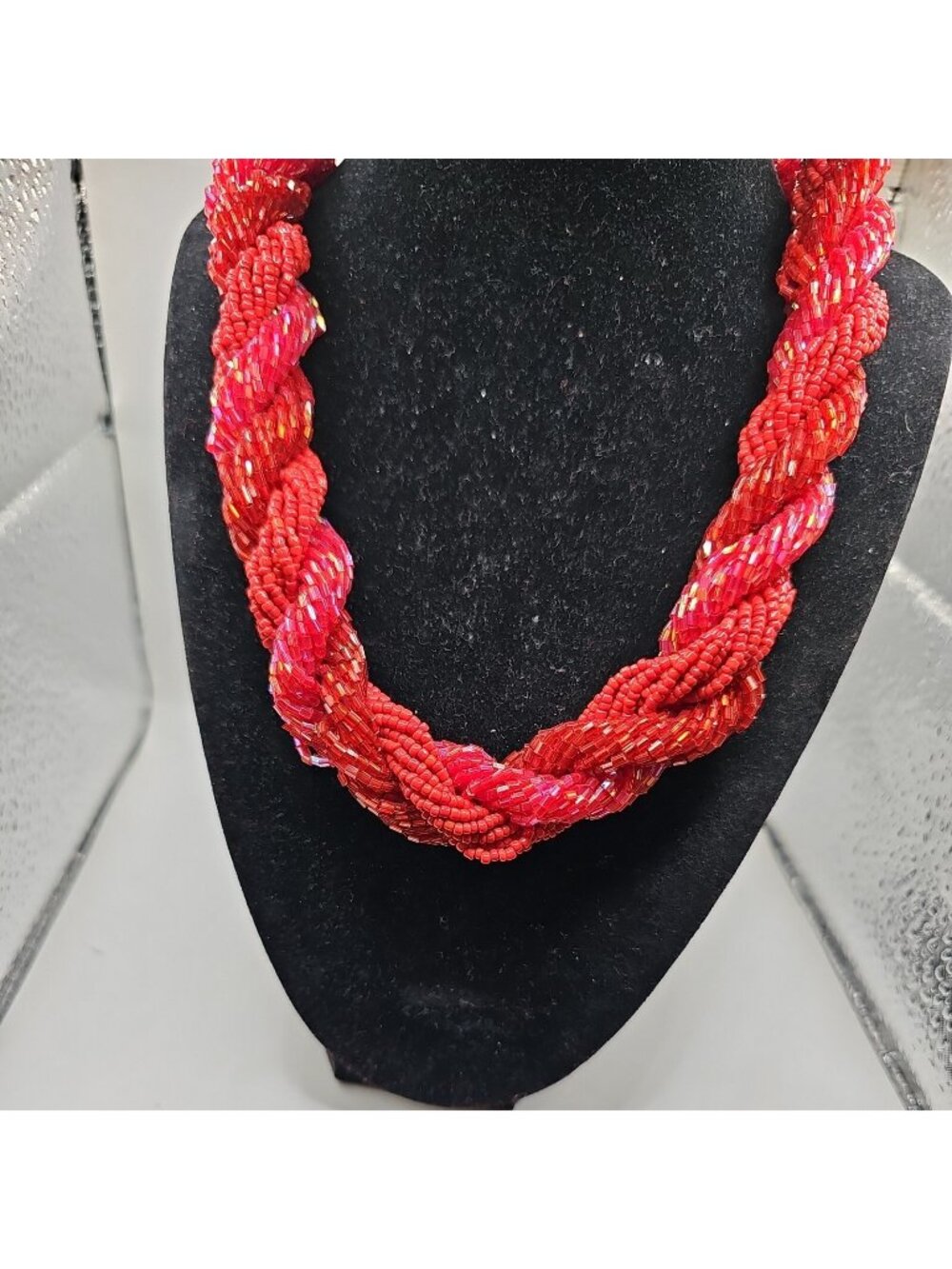 Necklace red glass beads Shambala